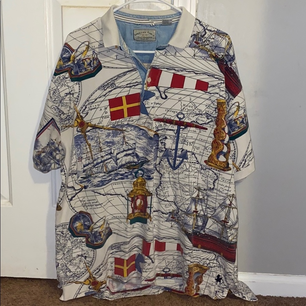 RARE American eagle GLOBE polo